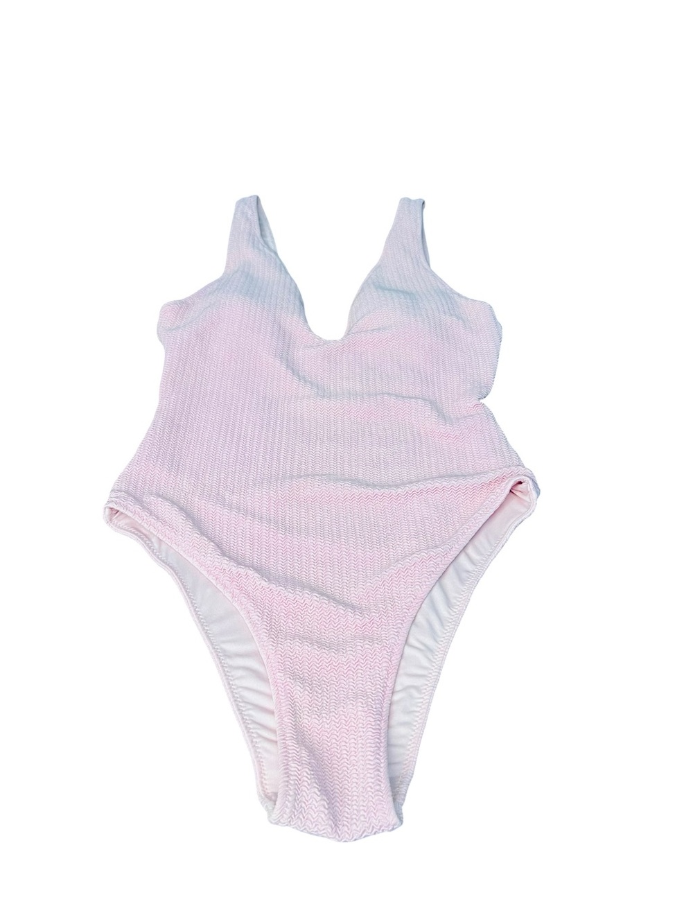 Seafolly Womens' Light Pink Textured V-Neck One-Piece Swimsuit Size 8